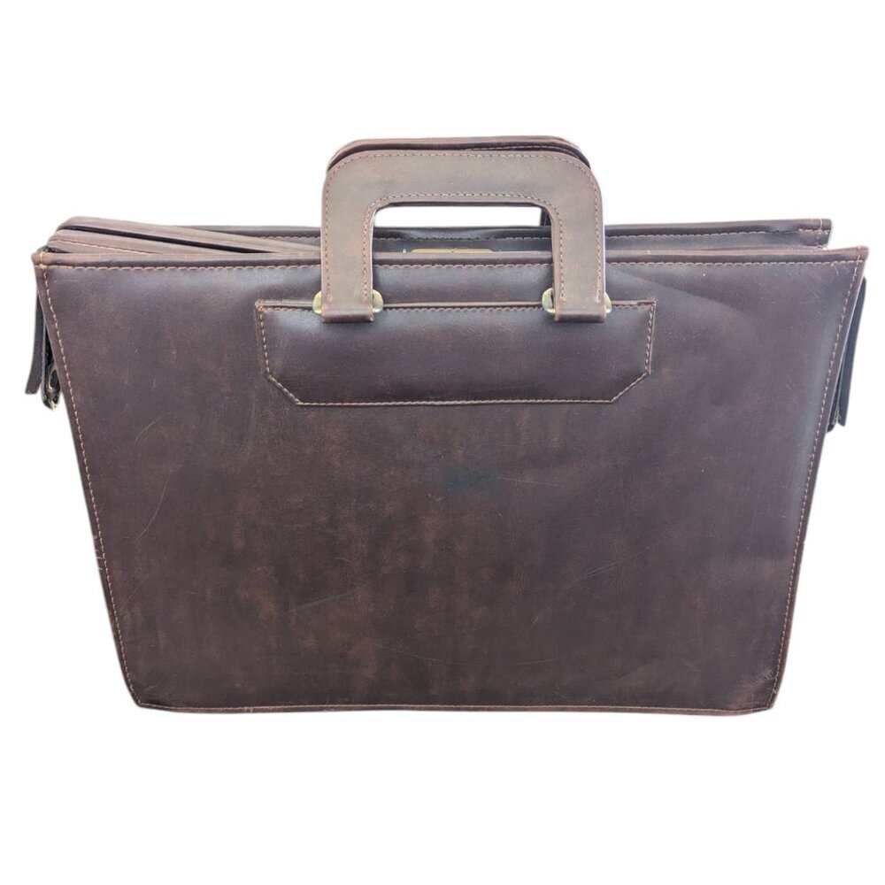 Vintage 1970's Expandable Accordian Faux Leather Briefcase